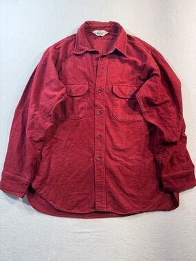 Woolrich Men's Deep Red Button-Front Flannel Shirt